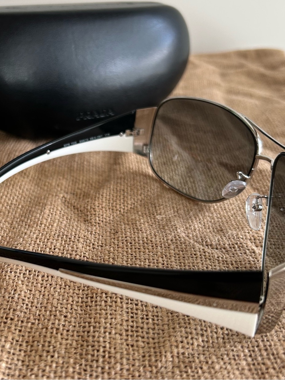 Prada Silver Framed Aviator Sunglasses with Gray Lenses SPR 85G64*14 6BA-3M1 115 - Picture 4 of 7